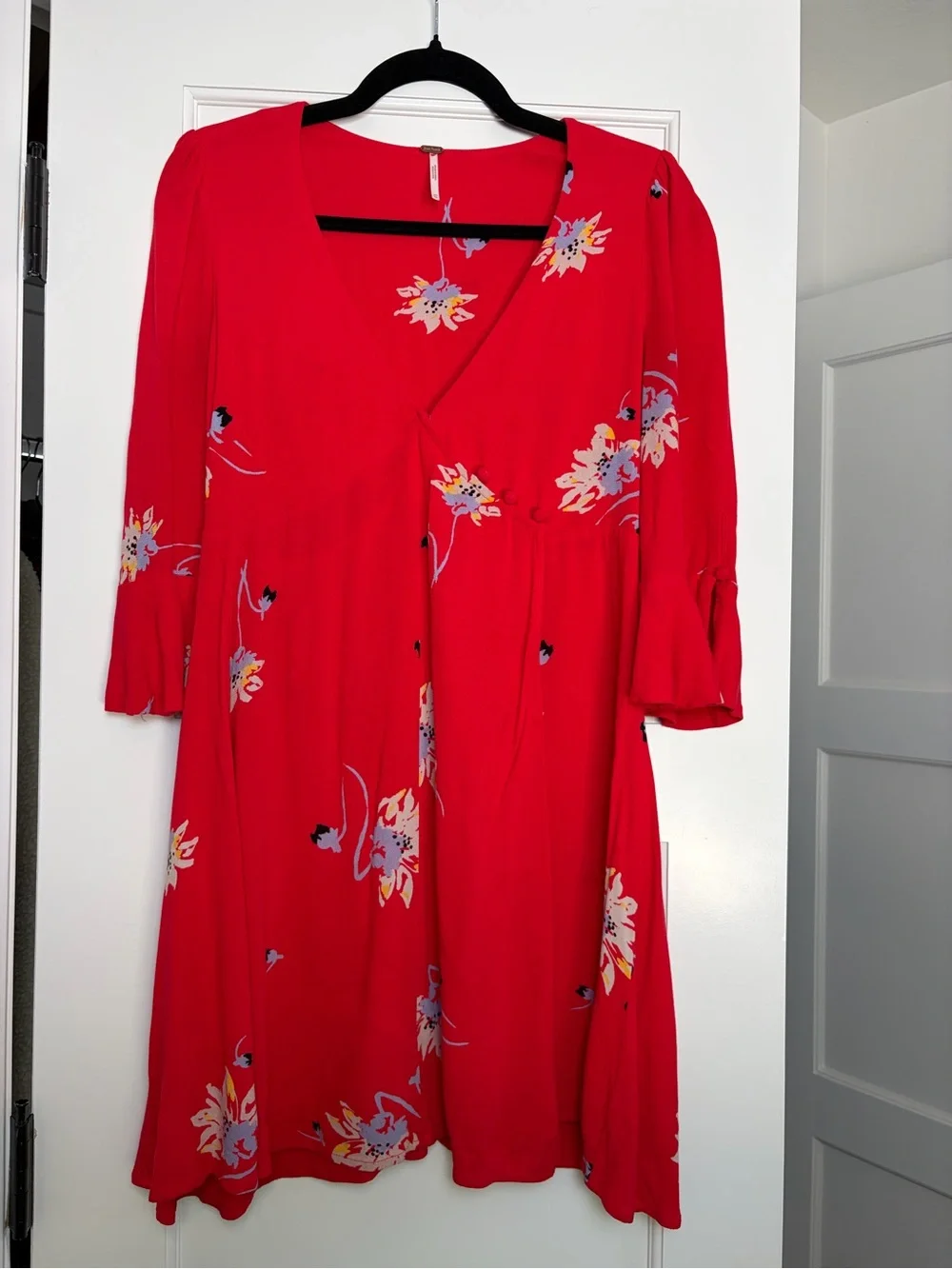Free People Time on My Side Red Floral Wrap Dress (XS)